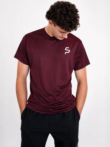 No Rest Performance T-Shirt - Burgundy/Black Melange