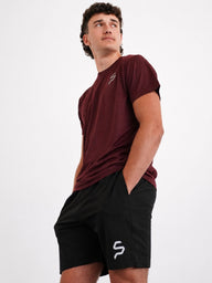 No Rest Performance T-Shirt - Burgundy/Black Melange