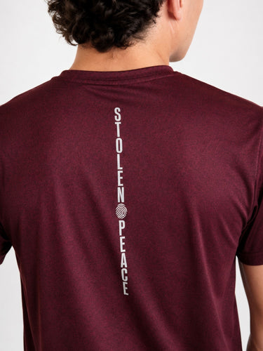 No Rest Performance T-Shirt - Burgundy/Black Melange